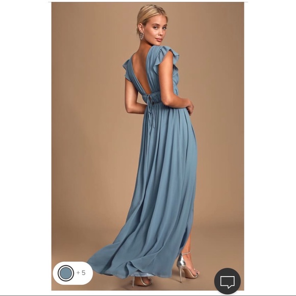 Lulu’s I’m All Yours Slate Blue Ruffled Maxi Dress - Picture 3 of 5